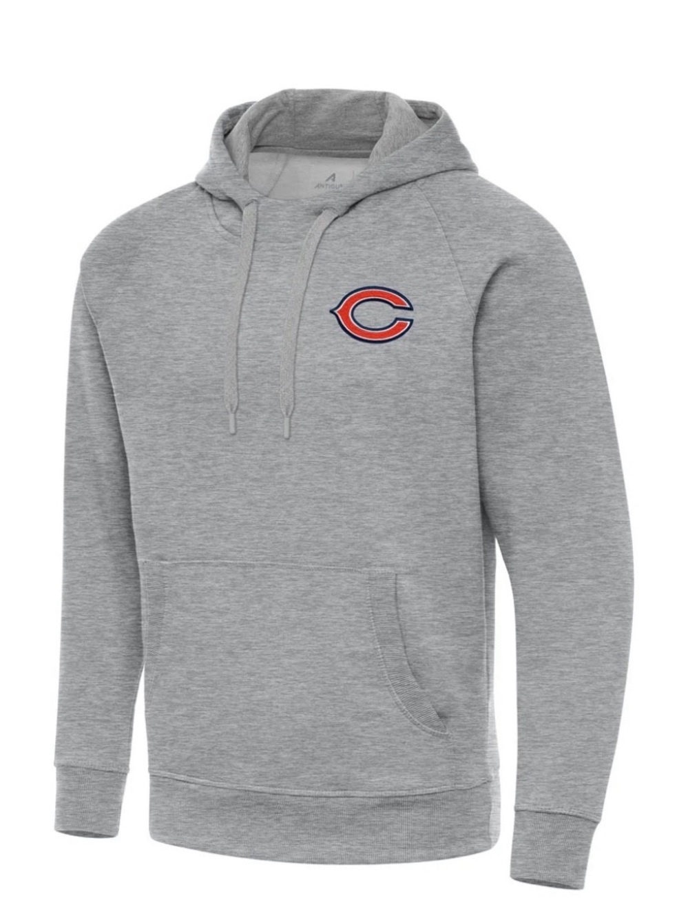 Chicago Bears official Antigua Gray Hoodie with Orange & Navy 'C' Chest Logo